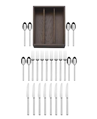 Mikasa Living Arlo 18.0 Stainless Steel 24 Piece Flatware Set, Service for 8 with Caddy