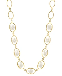 Cultured Freshwater Pearl (8-8-1/2mm) & White Topaz (1/2 ct. t.w.) 18" Statement Necklace in 14k Yellow Gold-Plated Sterling Silver