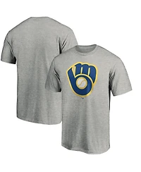 Men's Fanatics Heathered Gray Milwaukee Brewers Cooperstown Collection Huntington Logo T-shirt
