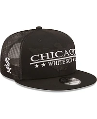 Men's New Era Black Chicago White Sox Patriot Trucker 9FIFTY Snapback Hat