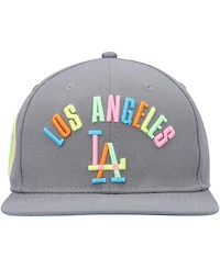 Men's Pro Standard Gray Los Angeles Dodgers Washed Neon Snapback Hat