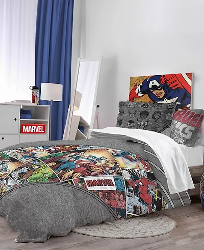Disney Marvel Comics 80th Anniversary Full/Queen Comforter Sham Set, 3 Pieces