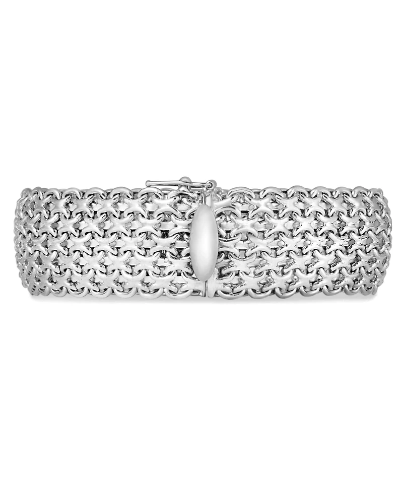 Italian Gold Wide Mesh Link & Chain Bracelet 14k