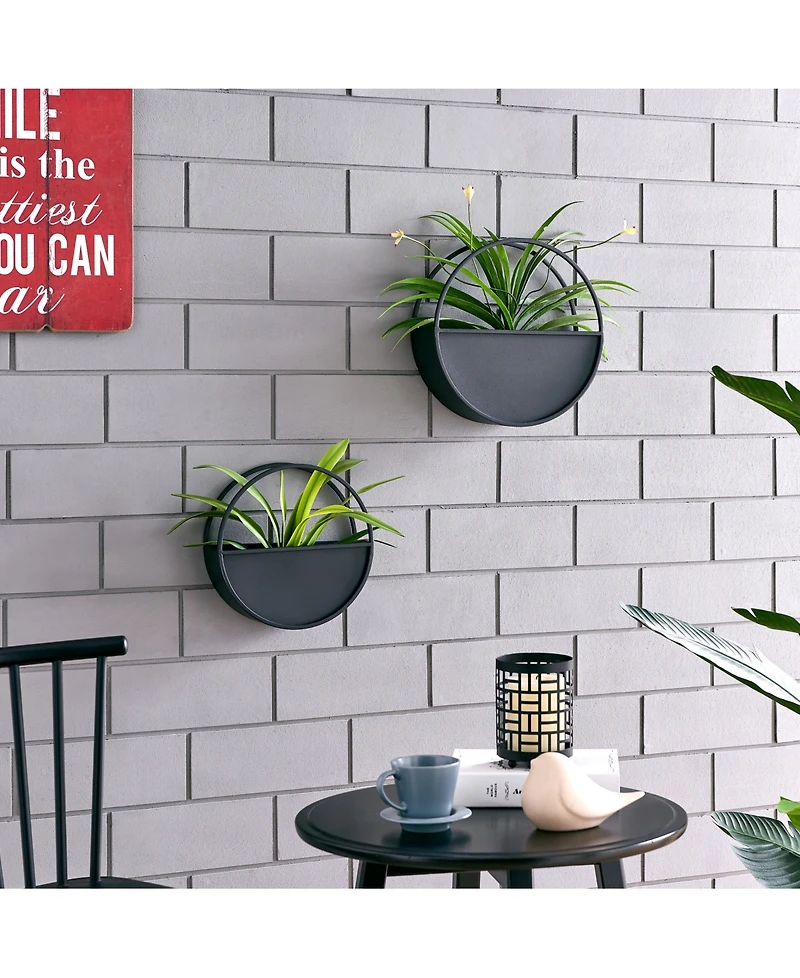 Danya B Round 2-Piece Iron Wall Planter Set