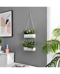 Danya B Two-Tier Hanging Metal Trough Wall Planter