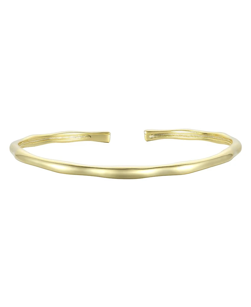 14K Gold Plated Thin Cuff Adjustable Bangle Bracelet