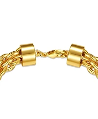 14k Yellow Gold Plated with Cubic Zirconia Triple Circle Round Woven Braided Link Chain Bracelet