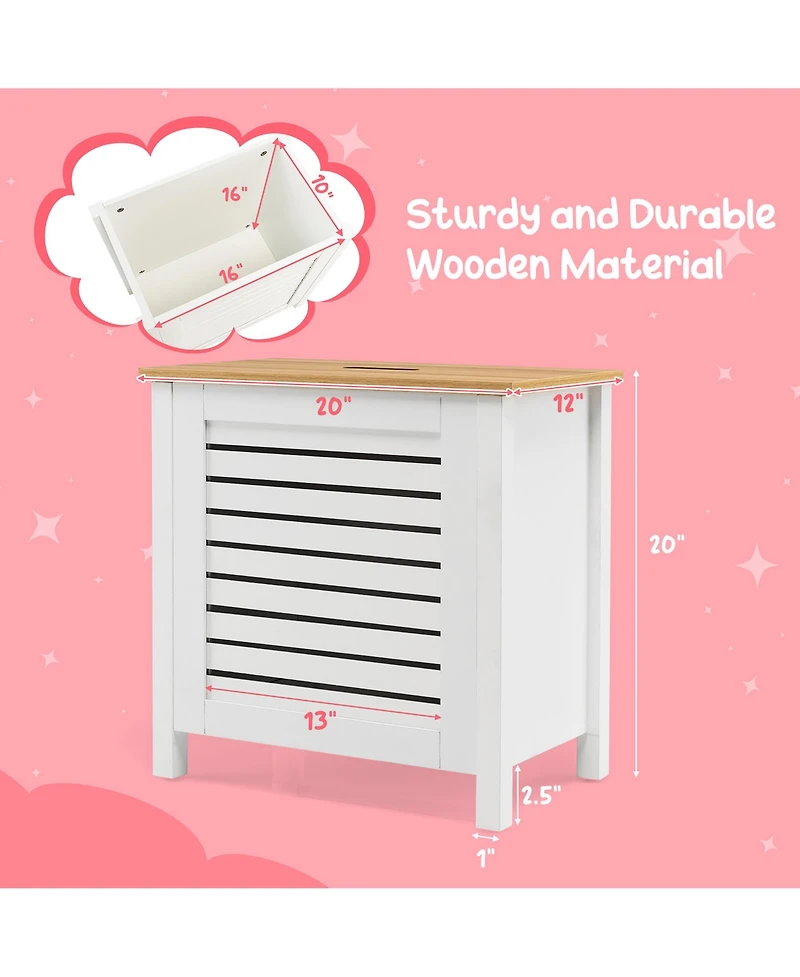 Wooden Toy Storage Organizer Kids Toy Chest W/Lid