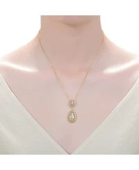 White Gold and 14K Gold Plated Cubic Zirconia Sunny Array Pendant Necklace