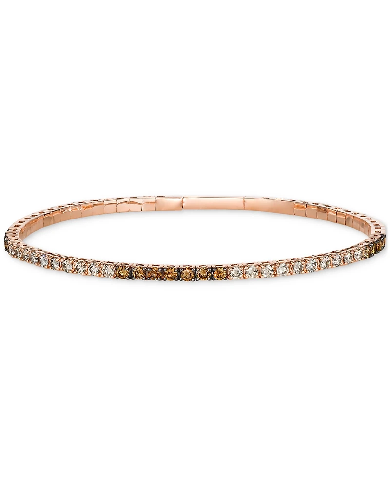 Le Vian Ombre Chocolate Ombre Diamond Skinny Bangle Bracelet (1-1/2 ct. t.w.) in 14k Rose Gold