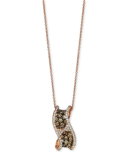 Le Vian Chocolate Diamond & Vanilla Diamond Swirling Ribbon 18" Pendant Necklace (1-1/4 ct. t.w.) in 14k Rose Gold