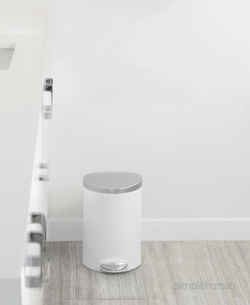 simplehuman 6 Liter Semi-Round Bathroom Trash Can with Liner Pocket