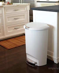 simplehuman 13 Gallon Plastic Semi-Round Step Kitchen Trash Can with Soft-Close Locking Lid