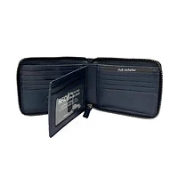 Club Rochelier Men's Full Leather Zipper Around Wallet with Center Wing