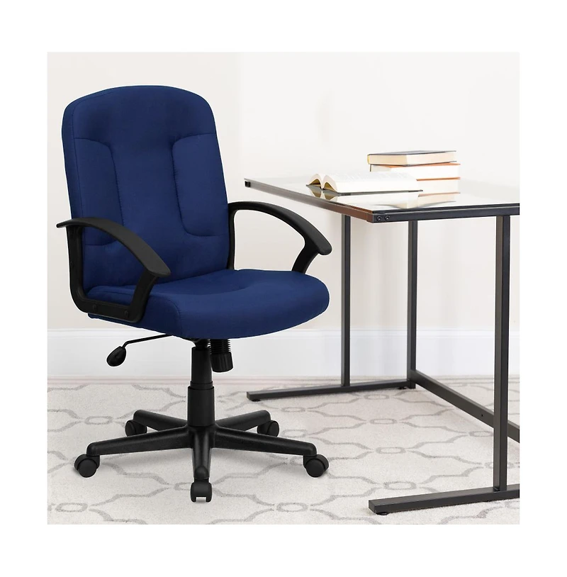 Emma+Oliver Mid-Back Fabric Executive Swivel Office Chair With Nylon Arms