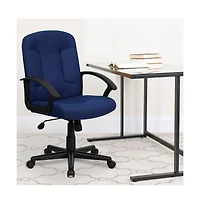 Emma+Oliver Mid-Back Fabric Executive Swivel Office Chair With Nylon Arms