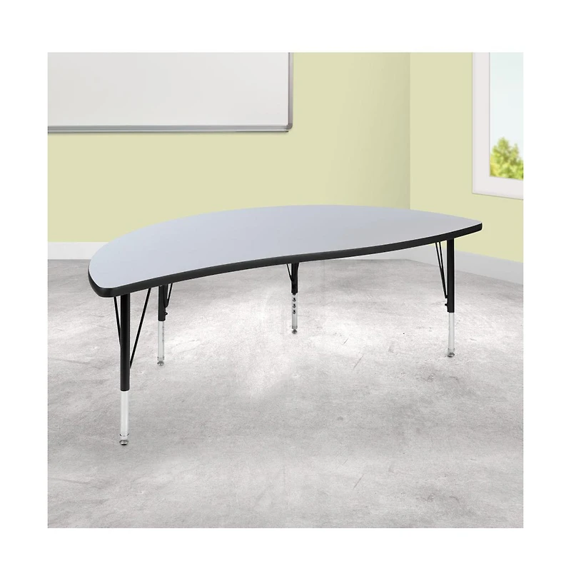 Emma+Oliver 60" Half Circle Wave Flexible Collaborative Kids Adjustable Height Activity Table