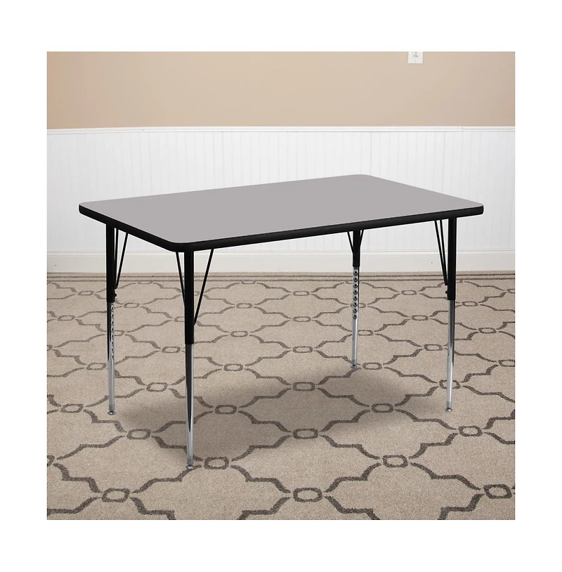 Emma+Oliver 30X72 Rectangle Laminate Adjustable Activity Table