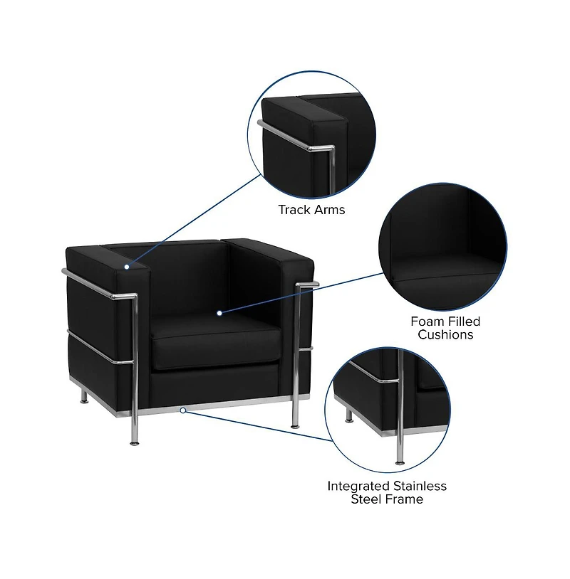 Contemporary Leathersoft Chair With Double Bar Encasing Frame