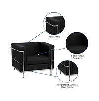 Contemporary Leathersoft Chair With Double Bar Encasing Frame