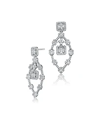Sterling Silver Cubic Zirconia Modern Chandelier Earrings