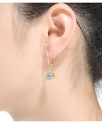 Sterling Silver Round and Triangle Cubic Zirconia Drop Earrings