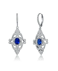 Sterling Silver Oval and Round Cubic Zirconia Adorn Leverback Earrings
