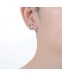 White Gold and 14K Plated Colored Stud Cubic Zirconia Earrings