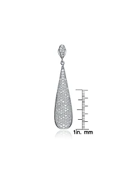 Sterling Silver Cubic Zirconia Solid Elongated Earrings