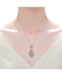 White Gold and 14K Gold Plated Cubic Zirconia Paved Teardrop Pendant Necklace