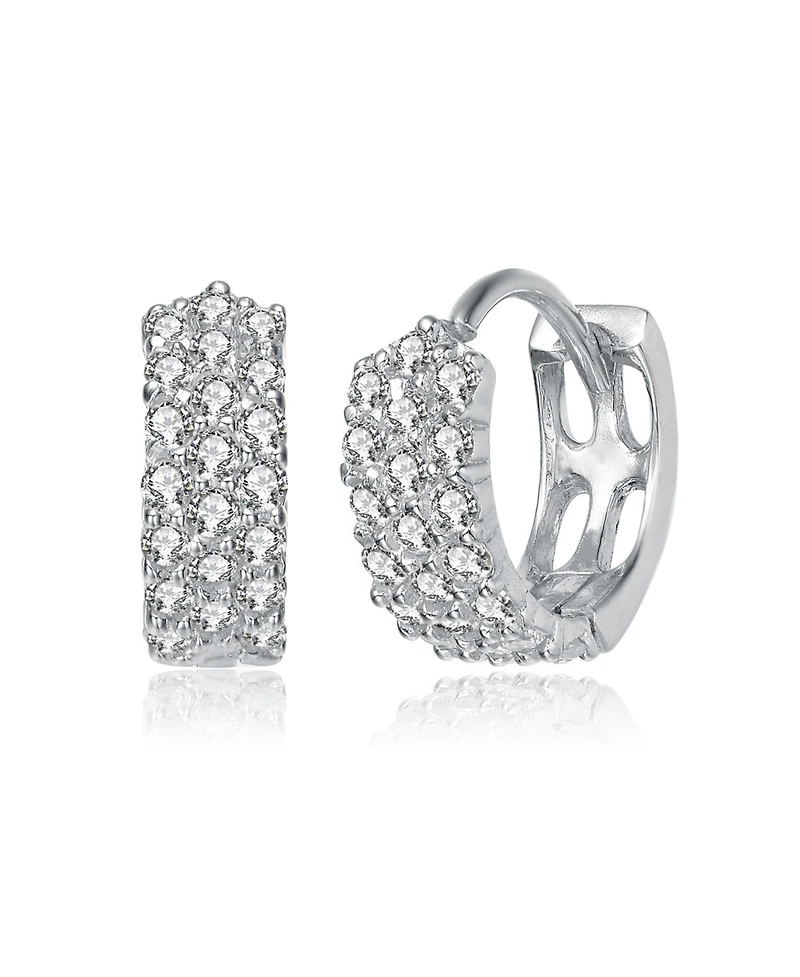 One of a Kind White Gold Plated Cubic Zirconia 13mm Hoop Earrings