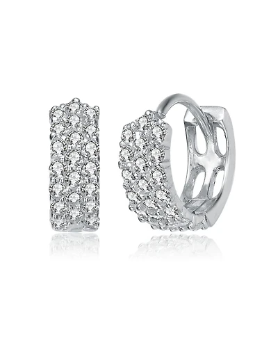 One of a Kind White Gold Plated Cubic Zirconia 13mm Hoop Earrings