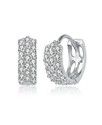One of a Kind White Gold Plated Cubic Zirconia 13mm Hoop Earrings