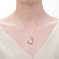 14K Gold Plated Multi Colored Cubic Zirconia Heart Necklace