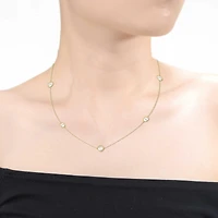 14k Gold Plated with Cubic Zirconia Halo Mariner Link Station chain Necklace