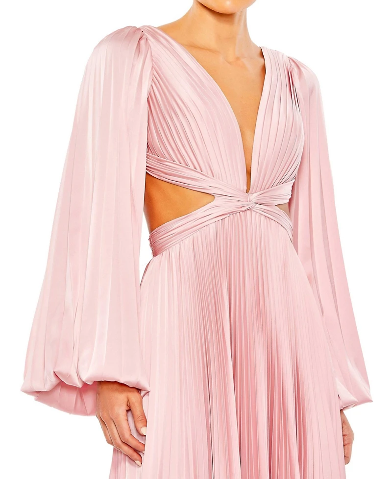 Mac Duggal Women's Ieena Long Sleeve Cut Out Gown