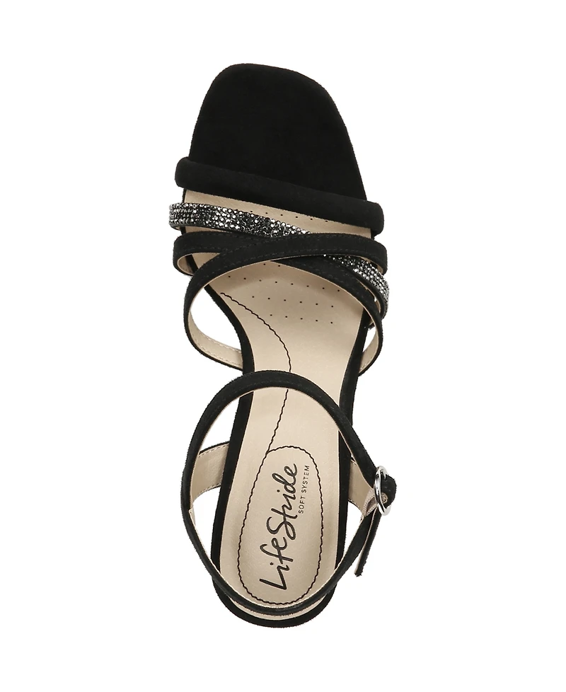 LifeStride Women's Belle Embellished Block Heel Dress Sandals