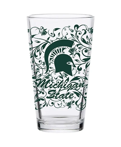 Michigan State Spartans 16 Oz Floral Pint Glass
