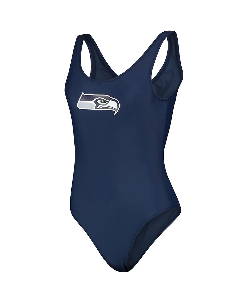 Women's G-iii 4Her by Carl Banks Navy Seattle Seahawks Making Waves One-Piece Swimsuit