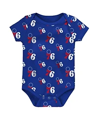 Newborn and Infant Boys and Girls Royal, Gray Philadelphia 76ers Two-Pack Double Up Bodysuit Set
