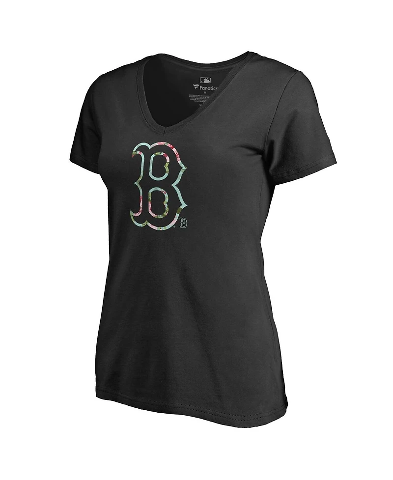Women's Fanatics Black Boston Red Sox Lovely V-Neck T-shirt