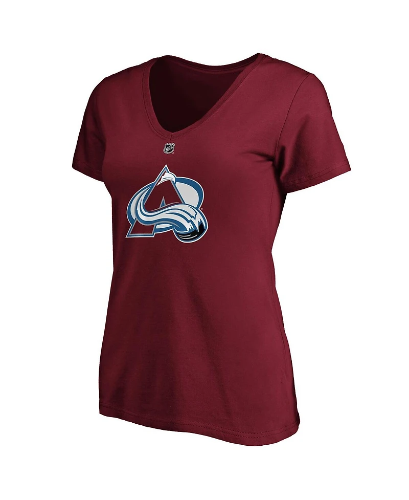 Women's Fanatics Nathan MacKinnon Burgundy Colorado Avalanche Plus Size Name and Number V-Neck T-shirt