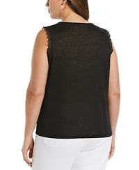 Ella Rafaella Plus Crochet Trim Sleeveless Top