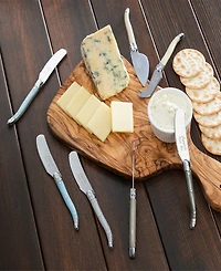 French Home Laguiole Mother of Pearl Cheese Knife and Spreader Set, 7 Piece.