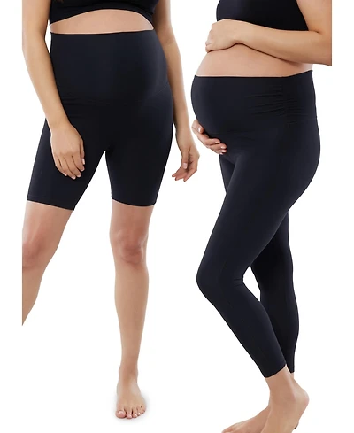 Women's Maternity Foldover Legging + Bike Short Bundle