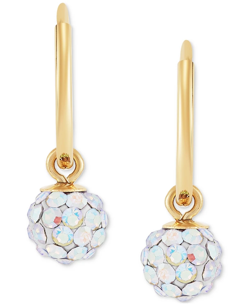 Children's 2-Pc Set Multicolor Crystal Reversible Stud & Dangle Hoop Earrings in 14k Gold