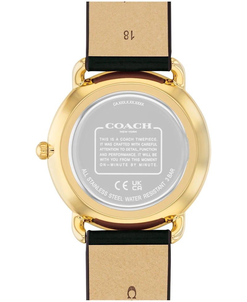 Coach Unisex Elliot Black Leather Strap Watch, 36mm