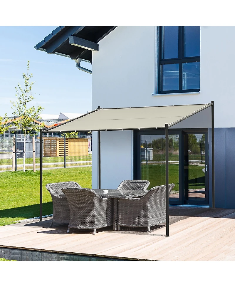Outsunny 10' x 9' Outdoor Wall Patio Gazebo Canopy w/ Polyester Roof