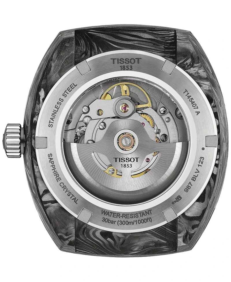 Tissot Men's Swiss Automatic Sideral S Yellow Perforated Rubber Strap Watch 41mm