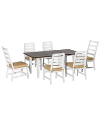 Outsunny 7 Piece Patio Dining Set with Umbrella Hole, Aluminum Outdoor Furniture Set with 6 Chairs and Cushions for Garden, Backyard, or Poolside